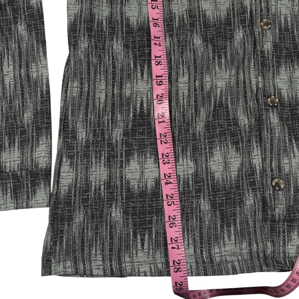 FRYE Men XL Flannel Print Notched Top Long Sleeve Black Gray Button Up Geometric - Picture 6 of 8